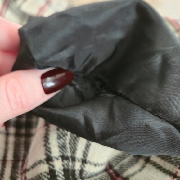 Say What? Plaid Toggle Coat w/ Faux Fur Hood Women’s M Beige Red Black - Picture 10 of 12